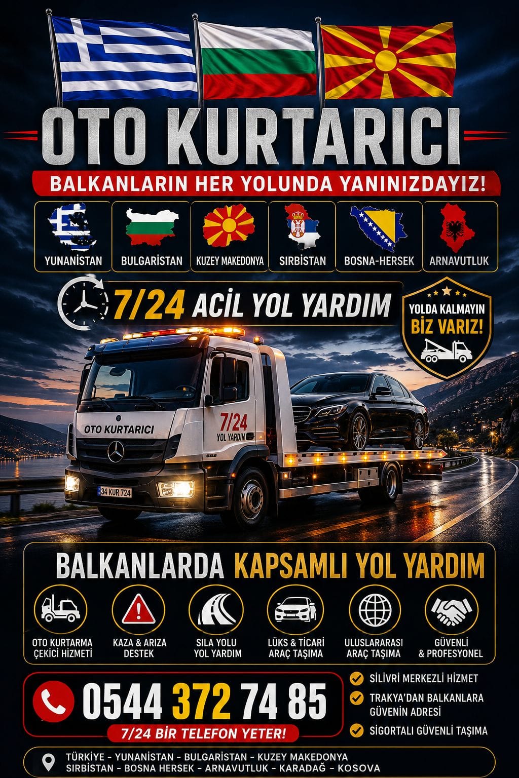 Türkiye Bosna Hersek Oto Çekici 7/24